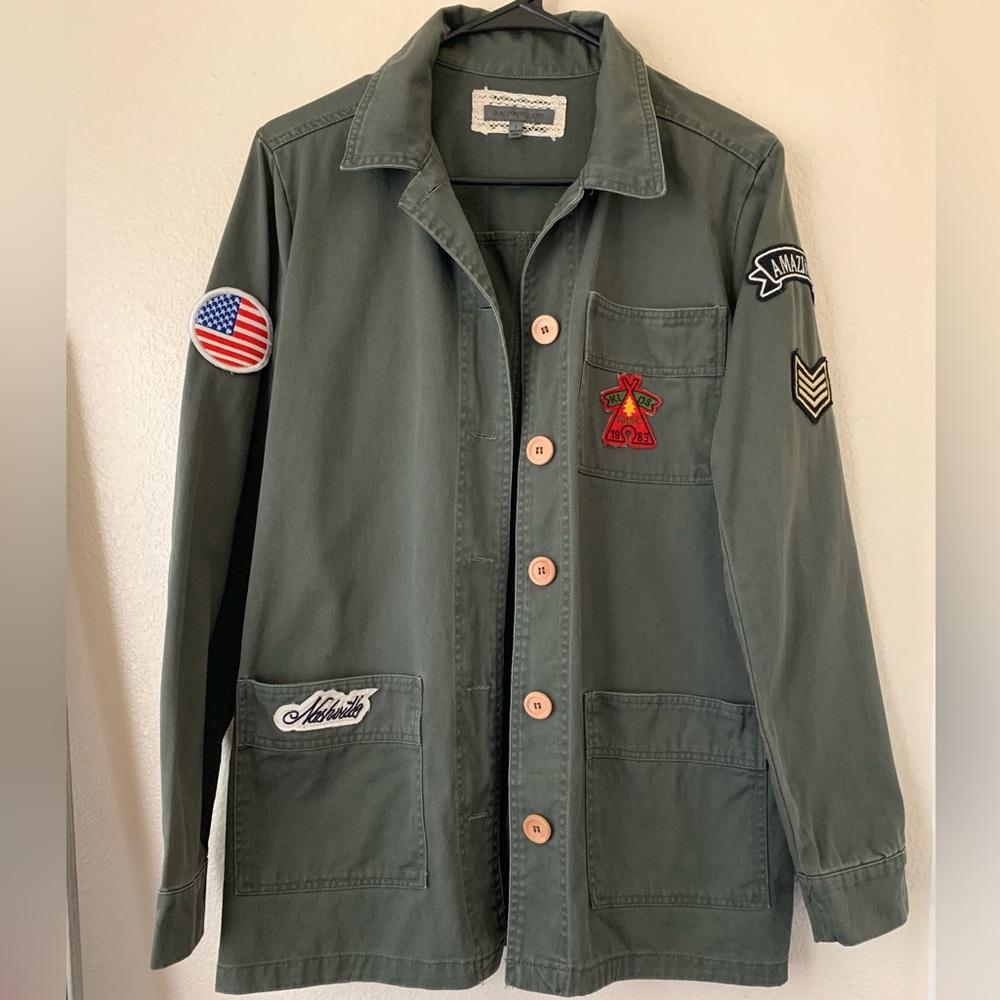 Rules of Etiquette Utility/Military Style Patchwork Jacket Size Small